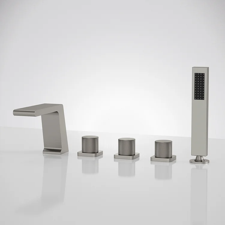 EVERSTEIN Deck Mount Bathtub Faucet with Hand Shower in Brushed Nickel SFS1009-NK