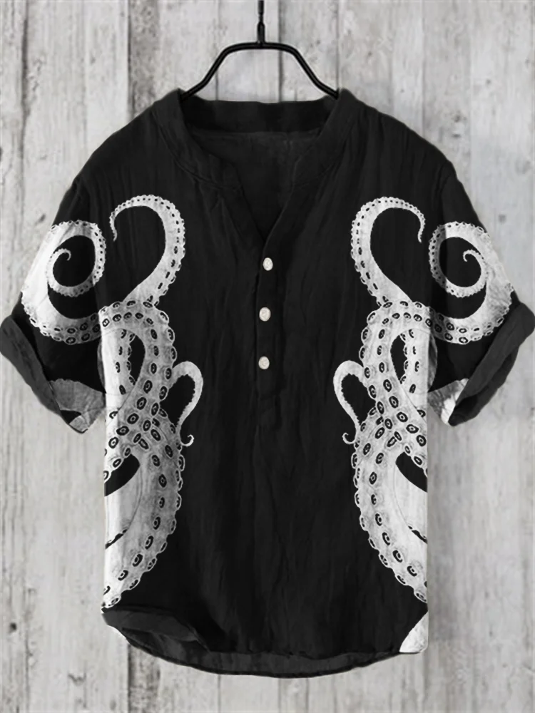 Cthulhu Inspired Tentacles Linen Blend Shirt
