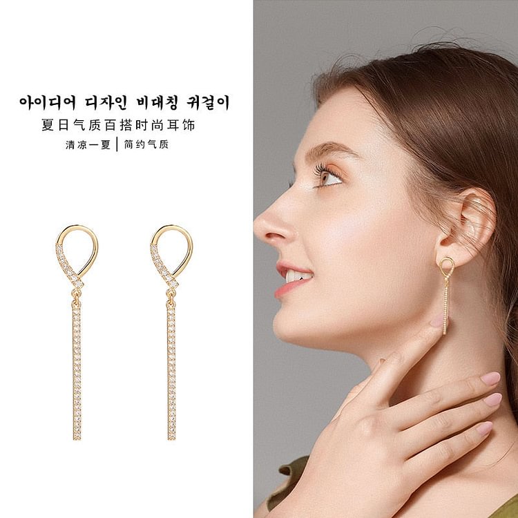 New Long Crystal Tassel Gold Color Dangle Earrings for Women Wedding Drop Earing Fashion Jewelry Gifts - BlackFridayBuys