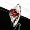  2 CT Natural Garnet Oval Engagement Ring 