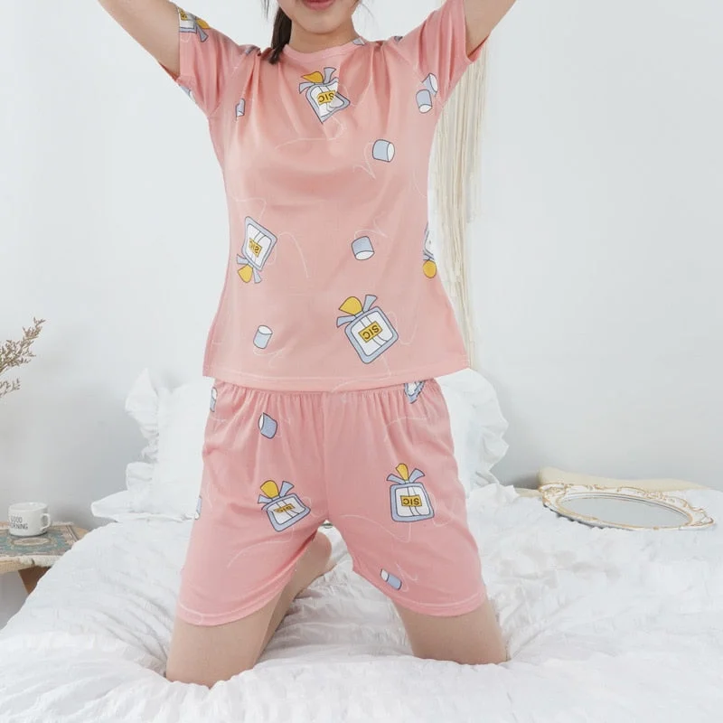 Spring / Summer New Sleepwear Cotton Long-sleeved Trousers Ladies Pajamas Suit Simple Style Women Long Pajamas Teenager