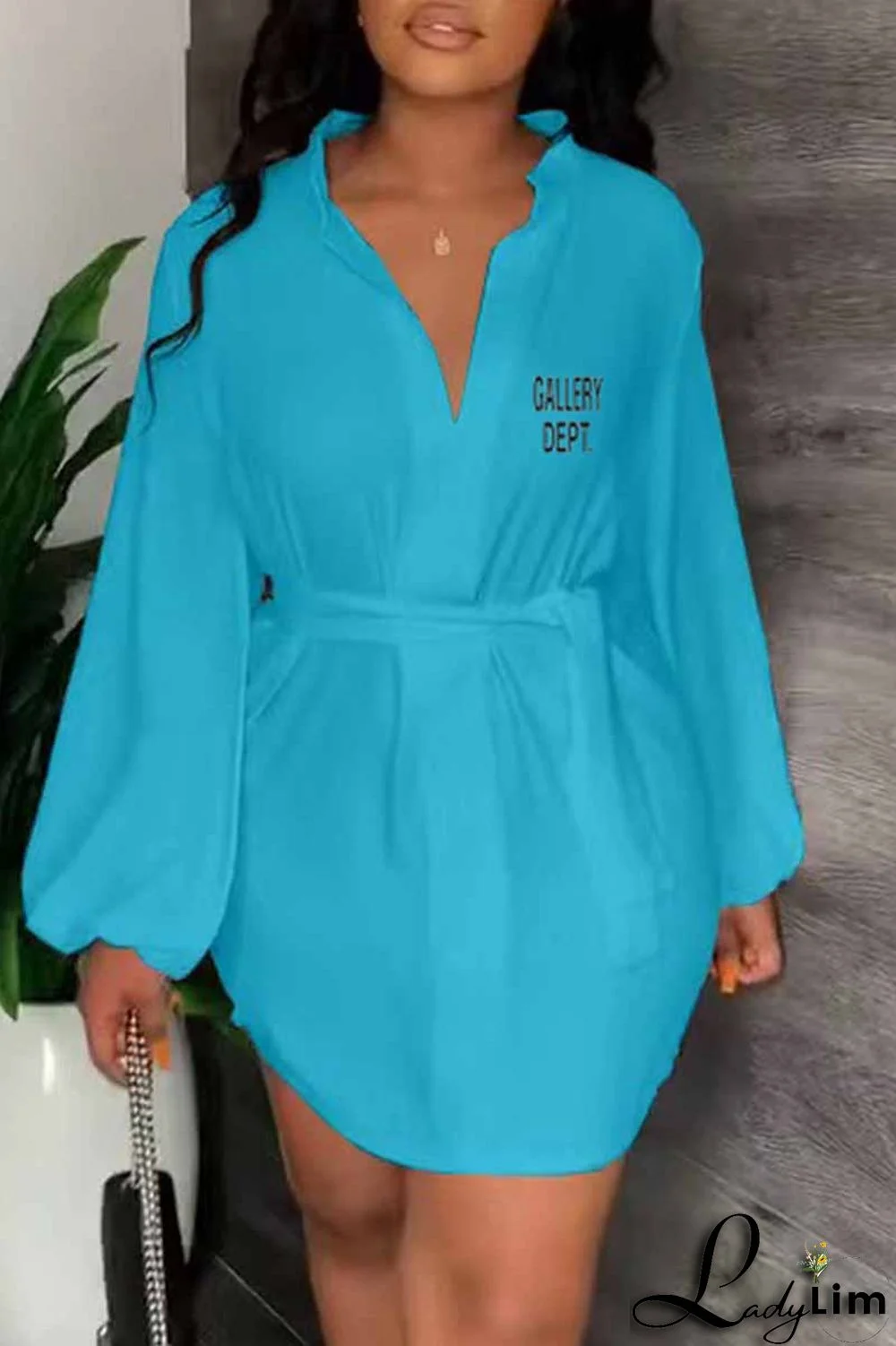 White Casual Print Letter With Belt V Neck One Step Skirt Dresses