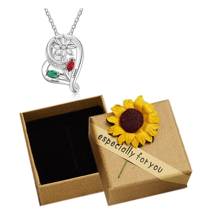 Personalisierte Geburtsstein Sonnenblume Halskette