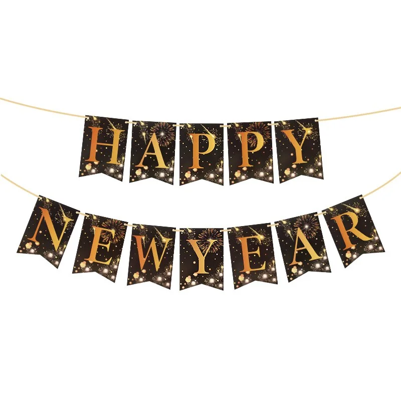 2022 Happy New Year Gold Number Foil Balloons Paper Banner Navidad New Year Eve Christmas Party Decoration Cupcake Toppers