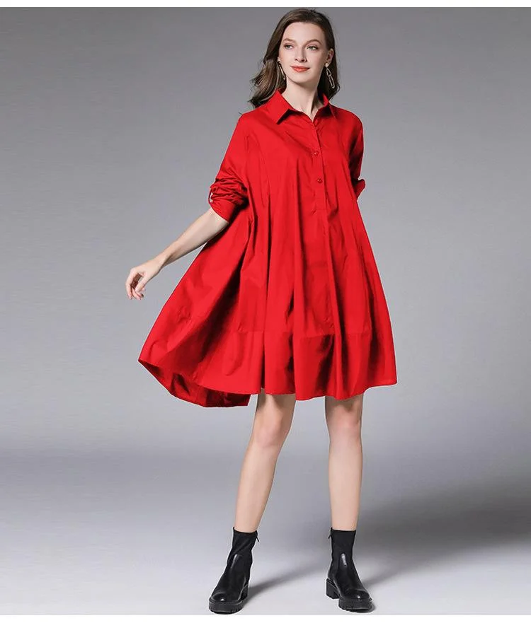 Women's new fashion midi shirt dress