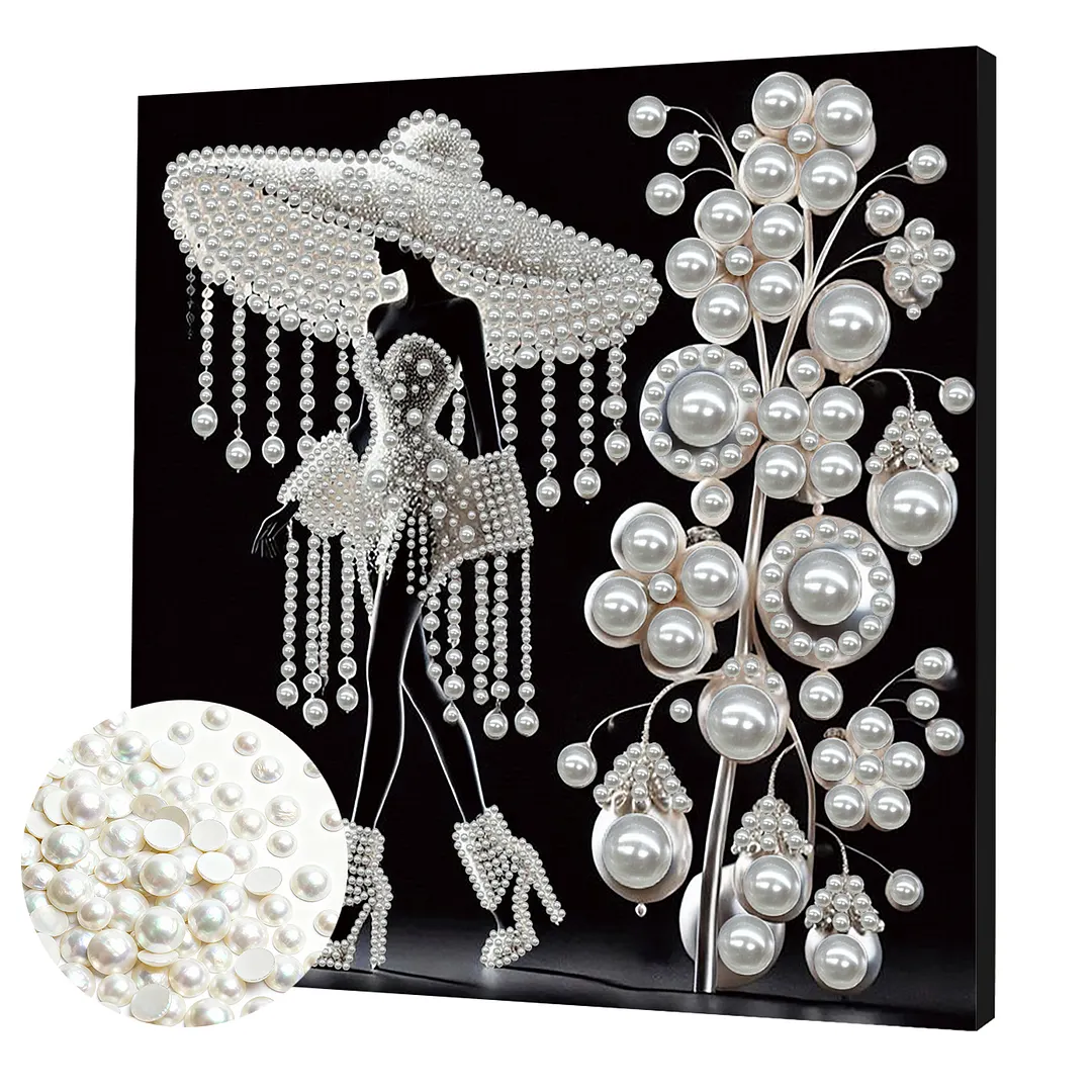 Elegant Lady - DIY Pearl Diamond Art Kit With Frame 30*30cm