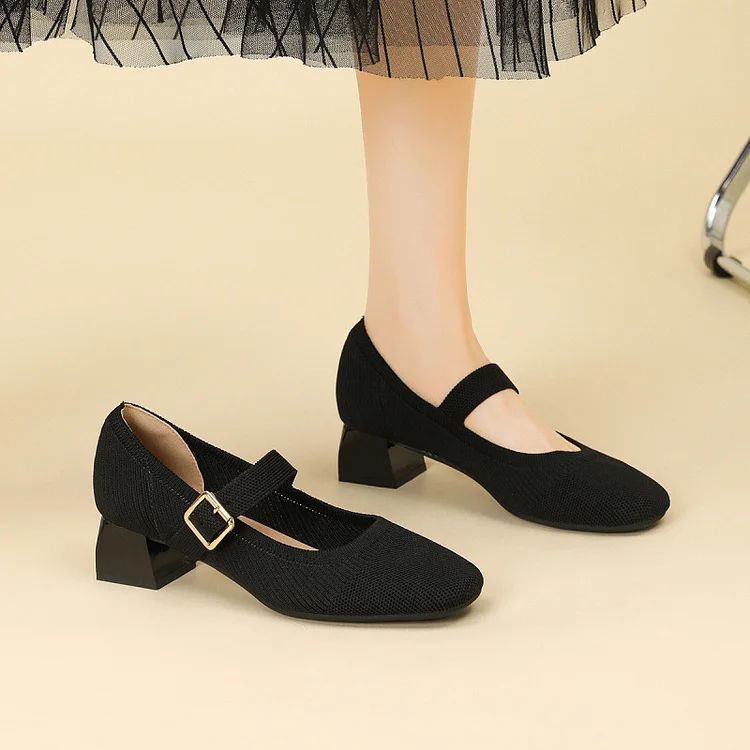 Middle Heeled Flying Woven Shoes Thick Heeled Shoes 1688 Stunahome.com