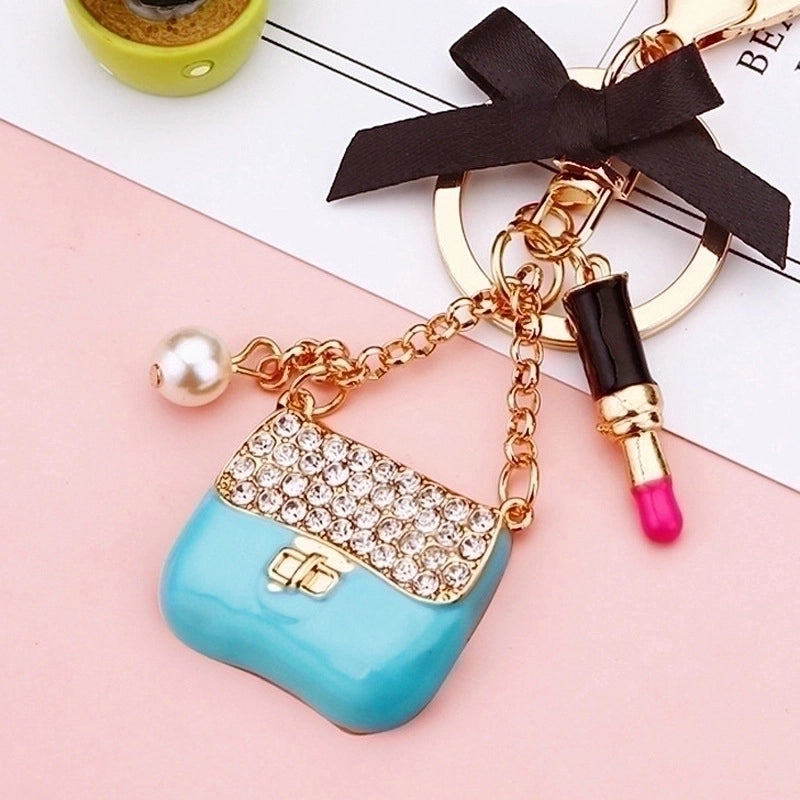Elegant Korean Style Bag Metal Inlay Rhinestones Women’s Bag Pendant Keychain