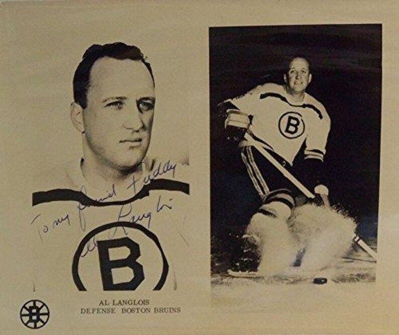 Al Langlois Signed Autographed Vintage Glossy 'To Freddy' 8x10 Photo Poster painting (Boston Bruins) - COA Matching Holograms