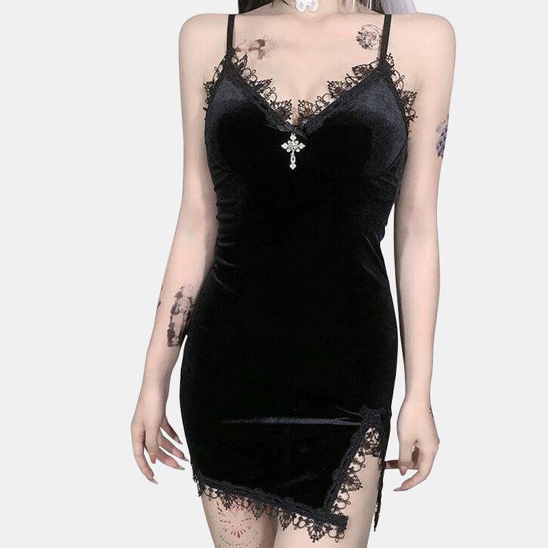 Vintage Lace Slit Dress