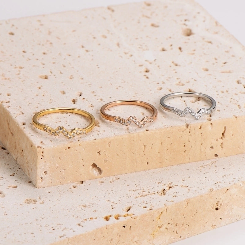Casual Minimalist Classic Style Waves 304 Stainless Steel 18K Gold Plated Rose Gold Plated Rings