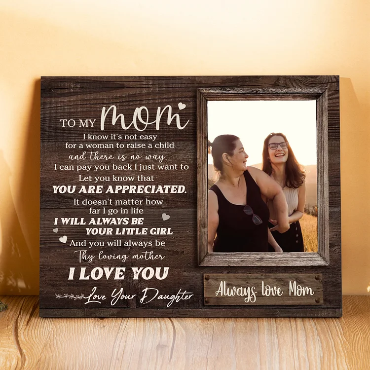 To My Mom Picture Board Customized Photo Keepsake Wood Signs Photo Frame Gifts For Mother