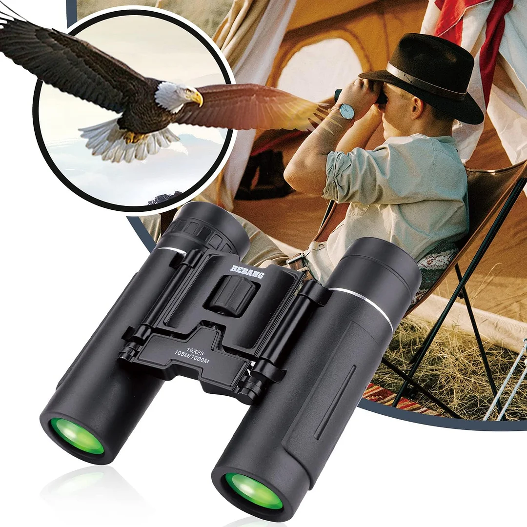 Small Compact Binoculars for Adults - 10x25 Mini Pocket Lightweight Binoculars for Adults