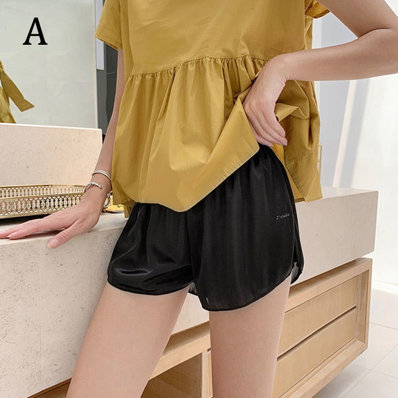 Women Shorts Stain Ice Silk Safety Pants Thin Loose Boxer Safety Shorty Under Skirt Bottom Pants Quick Dry Shorts for Women LANFUBEISI