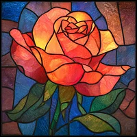 Rose in Stained Glass Window - Diamond Painting