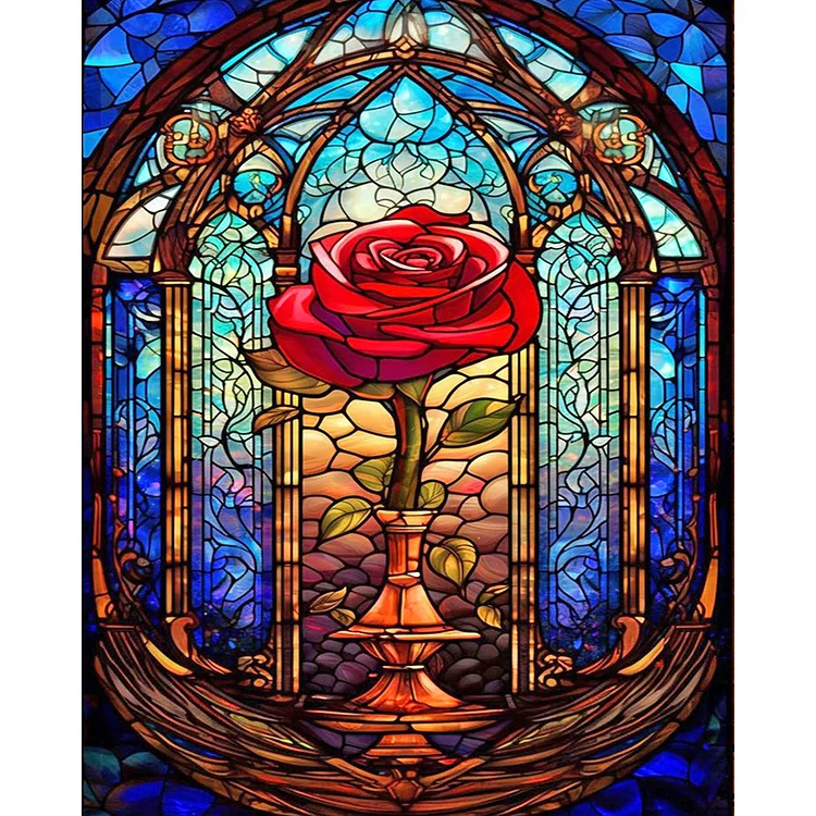 Glass Painting Rose 40*50CM (Canvas) Full Round Drill Diamond Painting gbfke