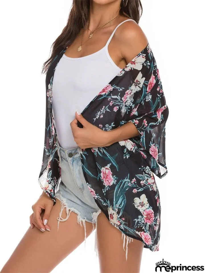 Floral Printed Half Sleeve Chiffon Blouses