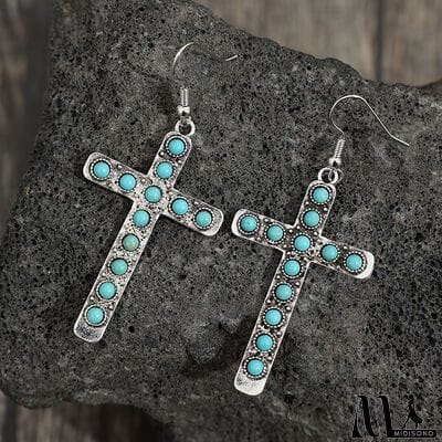 MidiSono - Artificial Turquoise Cross Shape Earrings