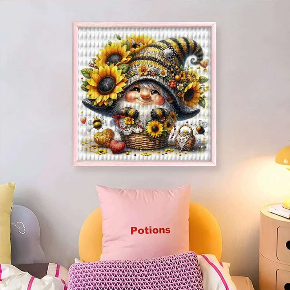 11CT Full Counted Cross Stitch - Sunflower Goblin(Canvas|50*50CM)