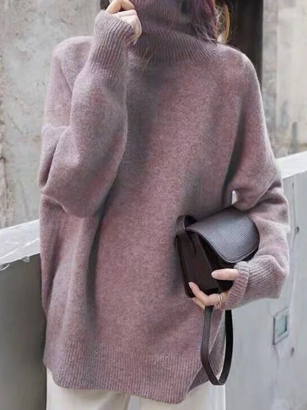 Solid High neck Full Sleeve Woolen Casual Top (Pack of 2) main image 0