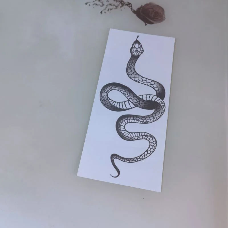 1pcs Big Snake Temporary Tattoo Sticke Men Women Children Waterproof Stickers Black and White Flower Arms Fake Tatto Arm Tattoo