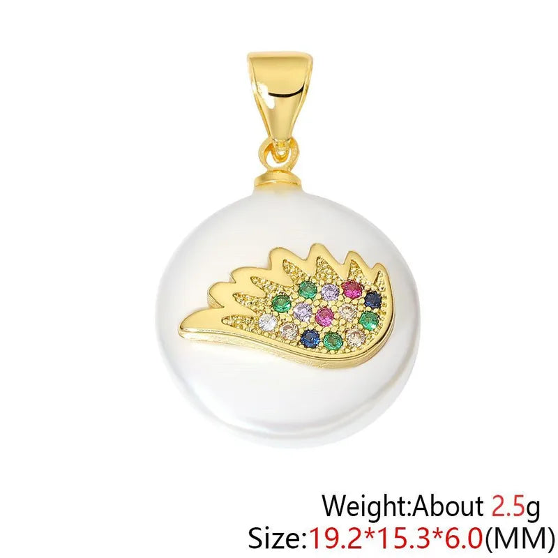 1 Piece 15.3*19.2mm Copper Zircon Heart Shape Eye Crab Pendant Jewelry Accessories