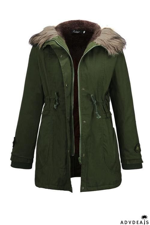 Fuzzu Drawstring Parka Coat