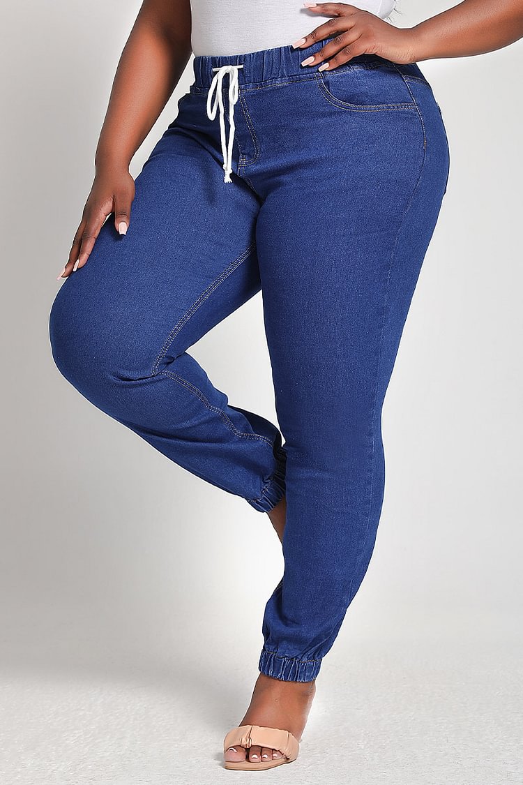 Xpluswear Design Plus Size Casual Lace Up Skinny Jeans