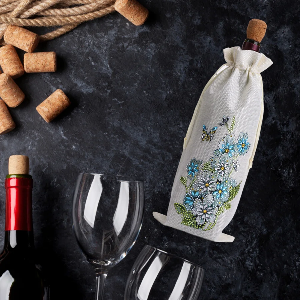 DIY Flowers Diamond Painting Wine Bags Creative Diamond Art Liquor Bottle Covers