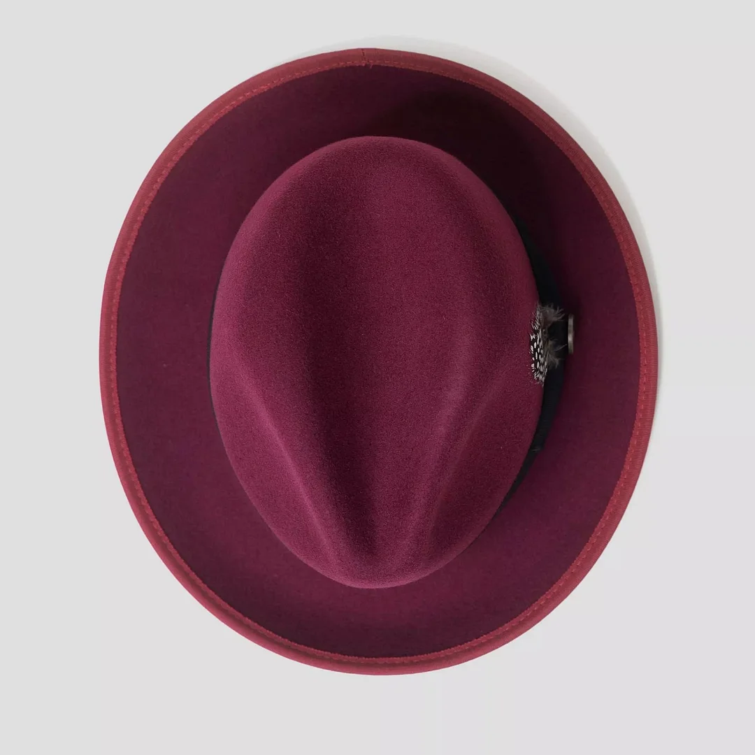 HatsFashion  Bikary Fedora &ndash; Wine[Fast shipping and box packing]
