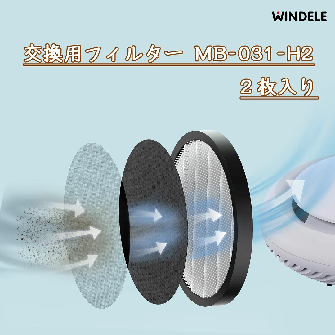 空気清浄機 MB-031-H2 交換用フィルター 【2pcs】 花粉 脱臭 ウイルス除去 hepa フィルター 微粒子99.9%除去