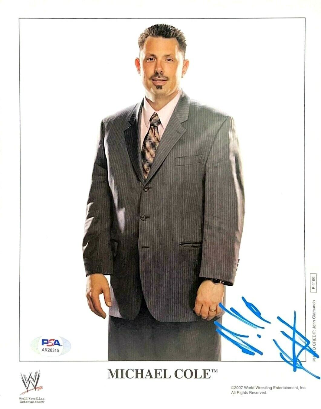 WWE MICHAEL COLE P-1166 HAND SIGNED 8X10 ORIGINAL PROMO Photo Poster painting WITH PSA COA RARE