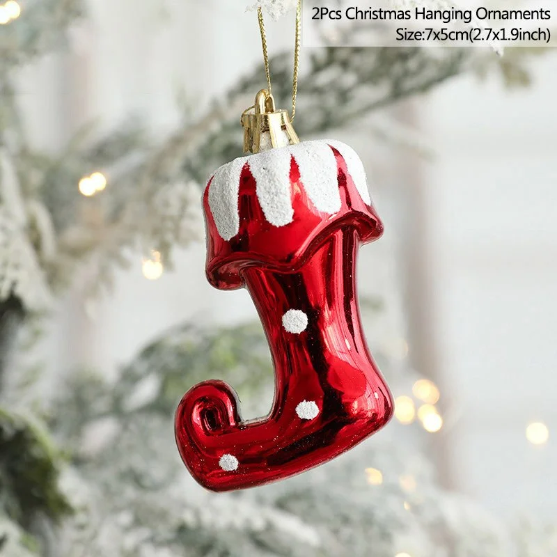 2pcs Christmas Tree Hanging Pendant Ornaments Merry Christmas Decorations For Home Happy New Year Kids Gift Xmas Navidad Noel