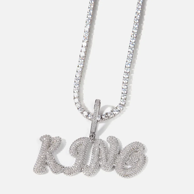 Iced Out Custom DIY Letters Sign Pendants Hip Hop Bling Bling Necklaces (Max up to 7 letters)