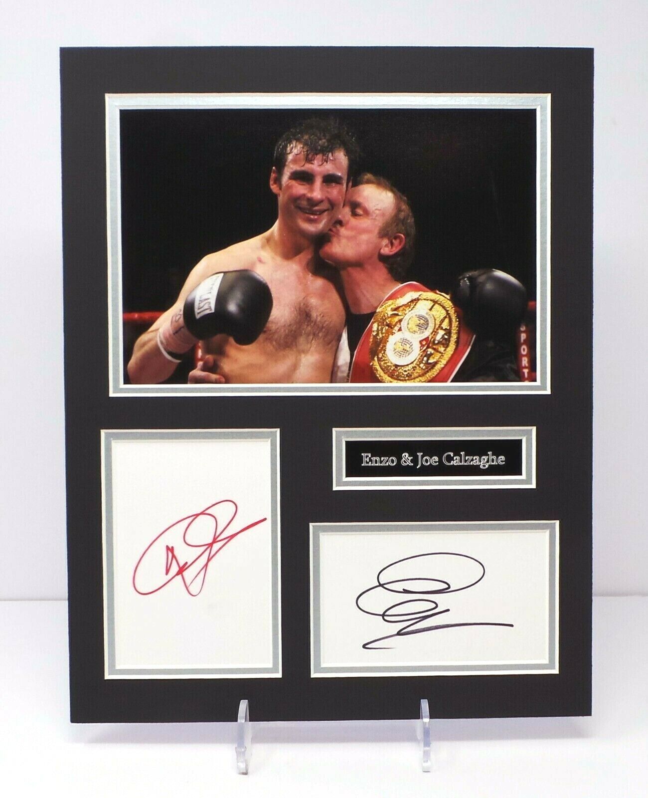 Joe & Enzo CALZAGHE Signed Mounted Photo Poster painting Display AFTAL RD COA Champion Boxer