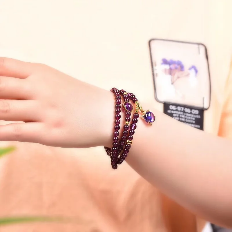 Garnet Three Circle Bracelet