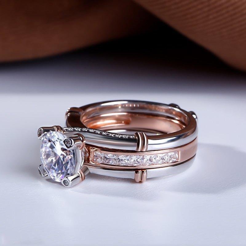 Women Sterling Silver Interchangeable Ring Sets Wedding