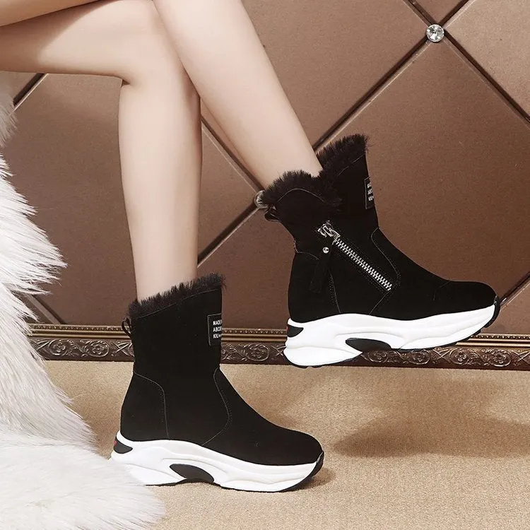 Snow boots women's shoes 2020 new cotton boots all-match thick-soled winter warm inner increase plus velvet thick cotton shoes