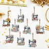 9pcs Sewing Machine DIY Diamond Art Keychains