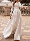 Solid Color Long Sleeve V-Back Empire A-Line Simple Evening Maxi Dress