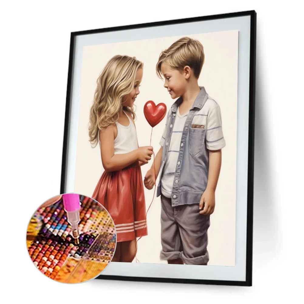 Diamond Painting - Full Round Drill - Kid Sweet Couple(Canvas|30*40cm)