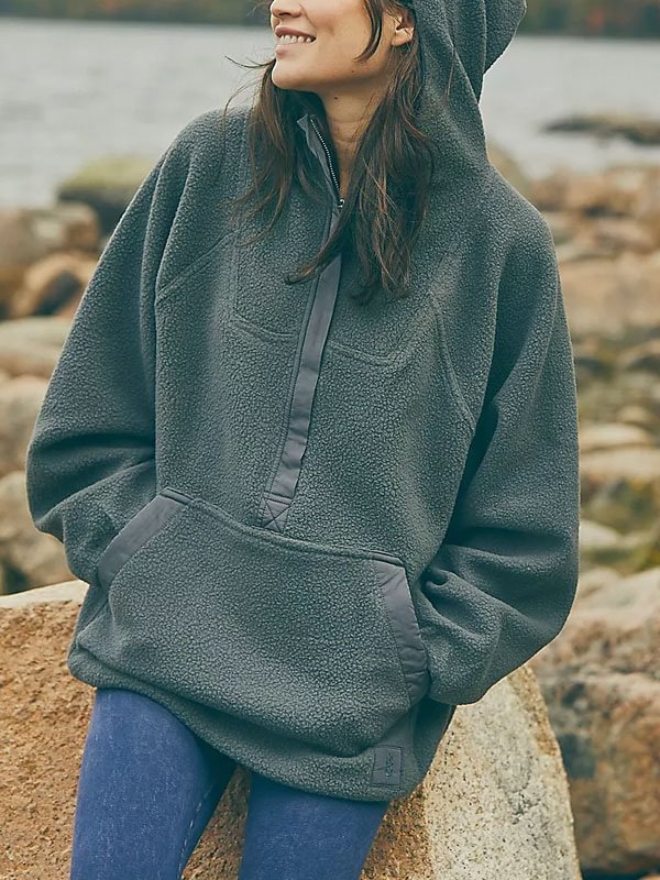 Soft fleece fabric for warm outdoor ladies' hoodie