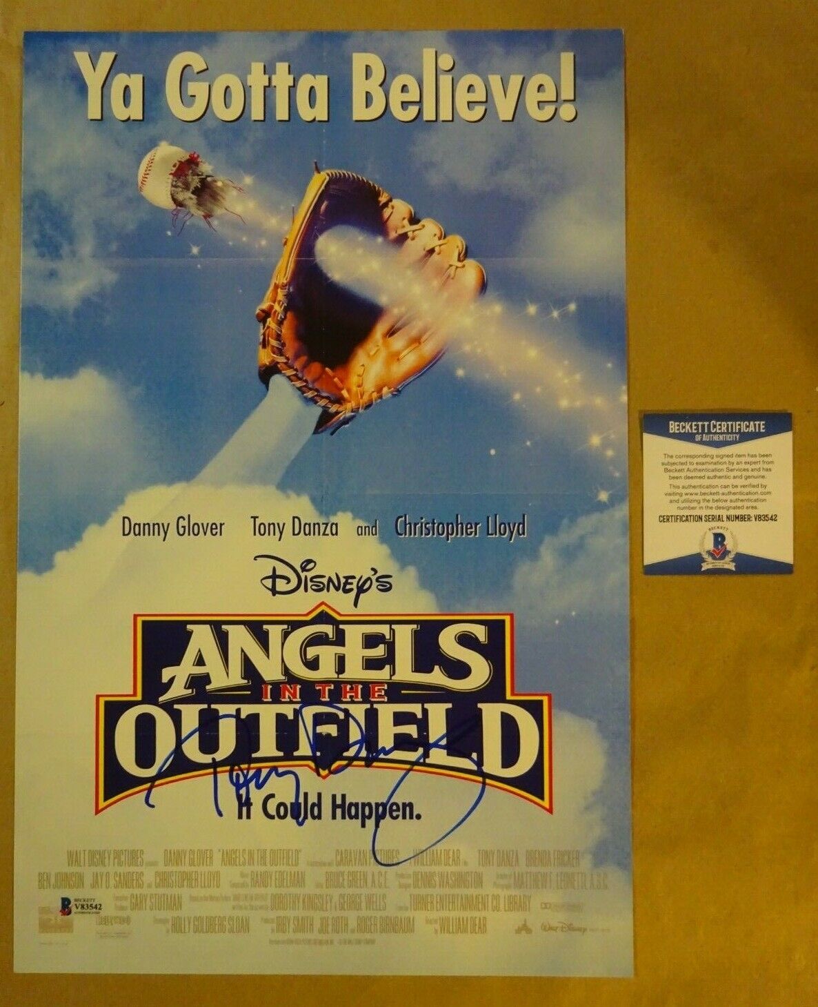 Signed TONY DANZA Autographed Angels In The Outfield 11x17