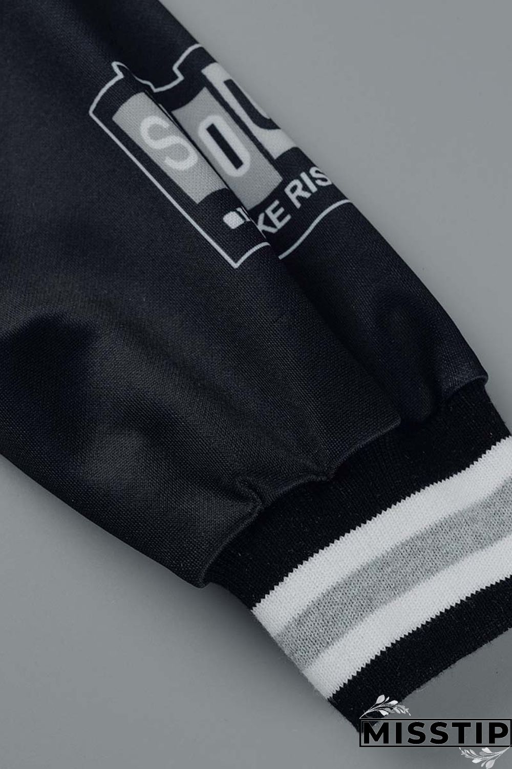 Green Casual Letter Print Patchwork Cardigan O Neck Long Sleeve Two Pieces