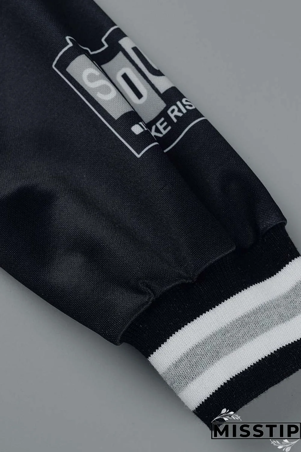 Green Casual Letter Print Patchwork Cardigan O Neck Long Sleeve Two Pieces