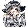 2Pcs Girl 2D Flat DIY Hanging Diamond Art Ornament Window Pendant (Stripes)