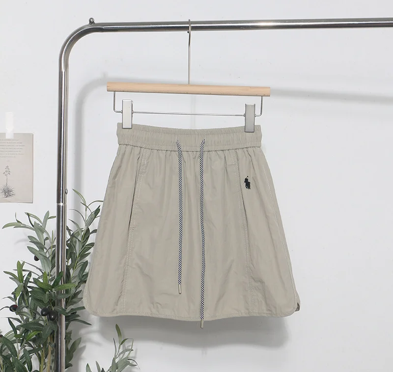 Uveng Design-Sensitive Niche Dress Half-Dress Woman Tight Waist A Trouser Skirt Open Fork Quick Dry Casual Skirt 8183