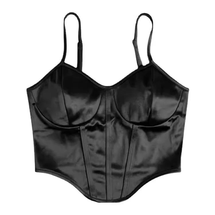 Uveng Uveng Satin Show Chest Bundle Waist Sexy Sling Show Back Vest Female Summer Small Top Female