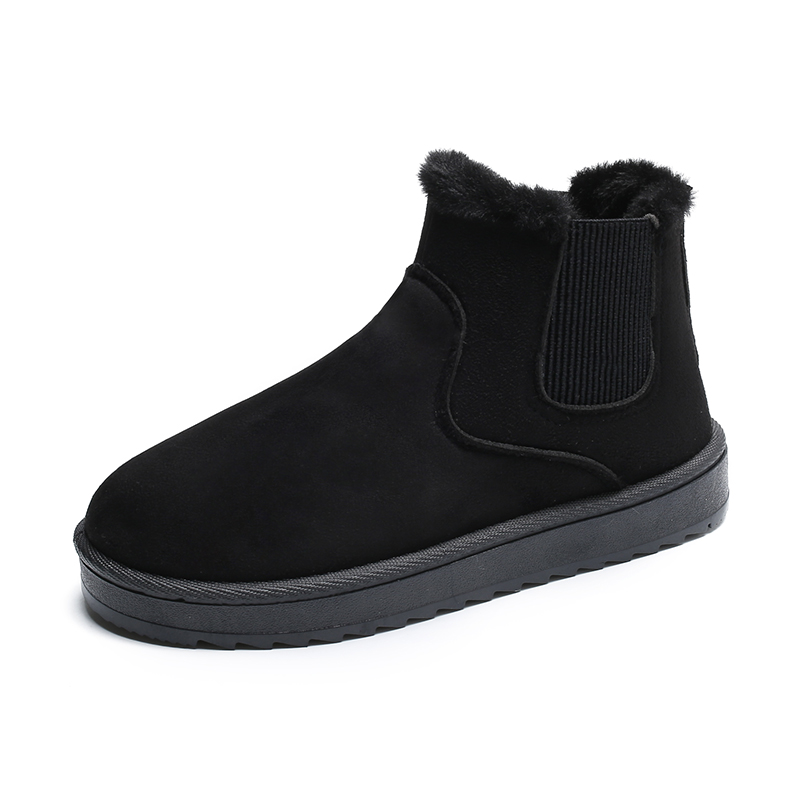 Short Plush Warm Snow Boots 2025 Winter Casual Women Shoes  New Suede Fur Chelsea Ankle Boots Flats Platform Ladies Shoes Botas
