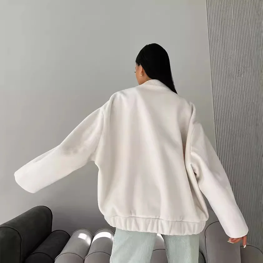 Nigikala Nigikala Years Of Autumn And Winter New Loose Leisure Collar Big Pocket Solid Women's Coat